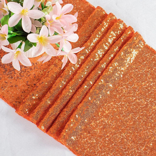 Chemin de table paillettes orange décoration fête mariage