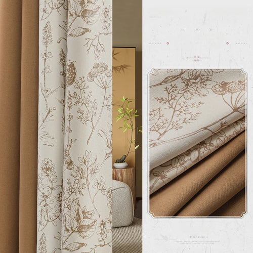 Rideau floral style chinois occultation partielle pour salon