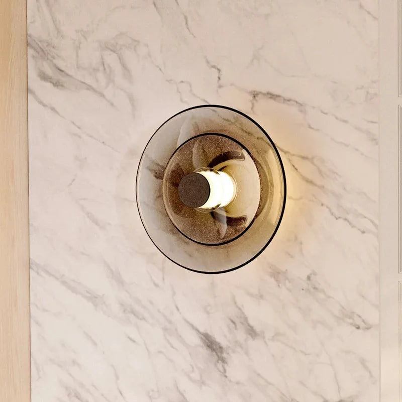 Creative Art Glass Wall Lamps Bedroom Bedside Light Amber Smoke Gray Living Room Decorative Wall Light Aisle Hallway Entrance - vue 3 sur 14