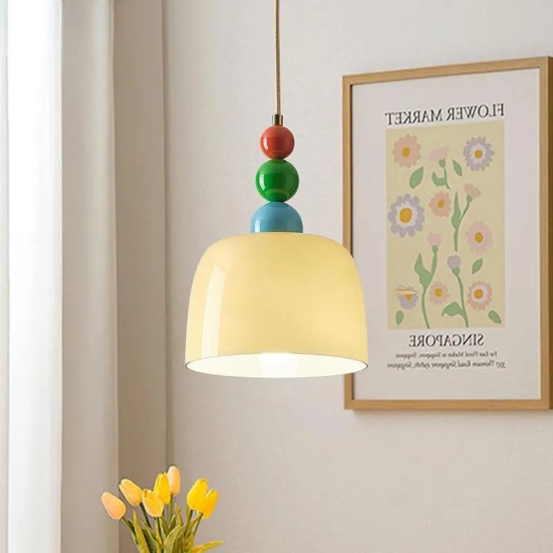 Suspension en verre moderne minimaliste LED Beige crème Style intérieur décoratif salle à manger étude chevet luminaires