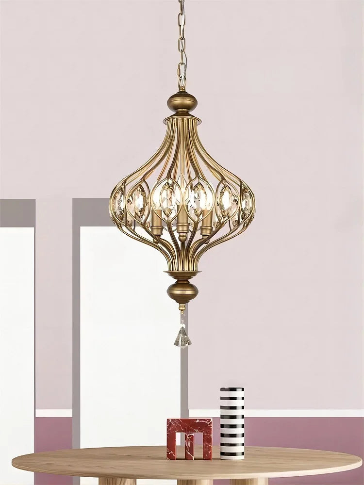 lustre rétro français en cristal style vintage suspension - vue 3 sur 9