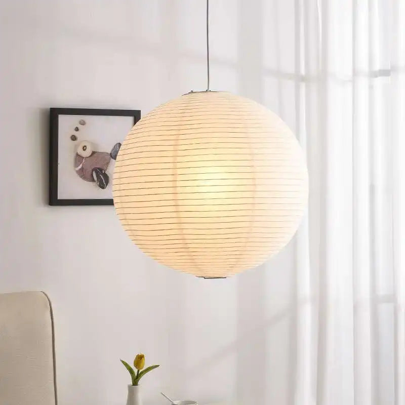 Nordique Wabi Sabi vent rond papier de riz suspension LED lumières salon salle à manger chambre Loft Restaurant Bar décor à la maison lustre