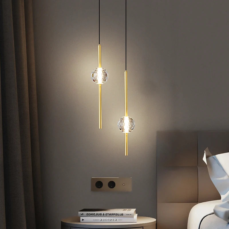 lustre led minimaliste nordique en cuivre hauteur réglable
