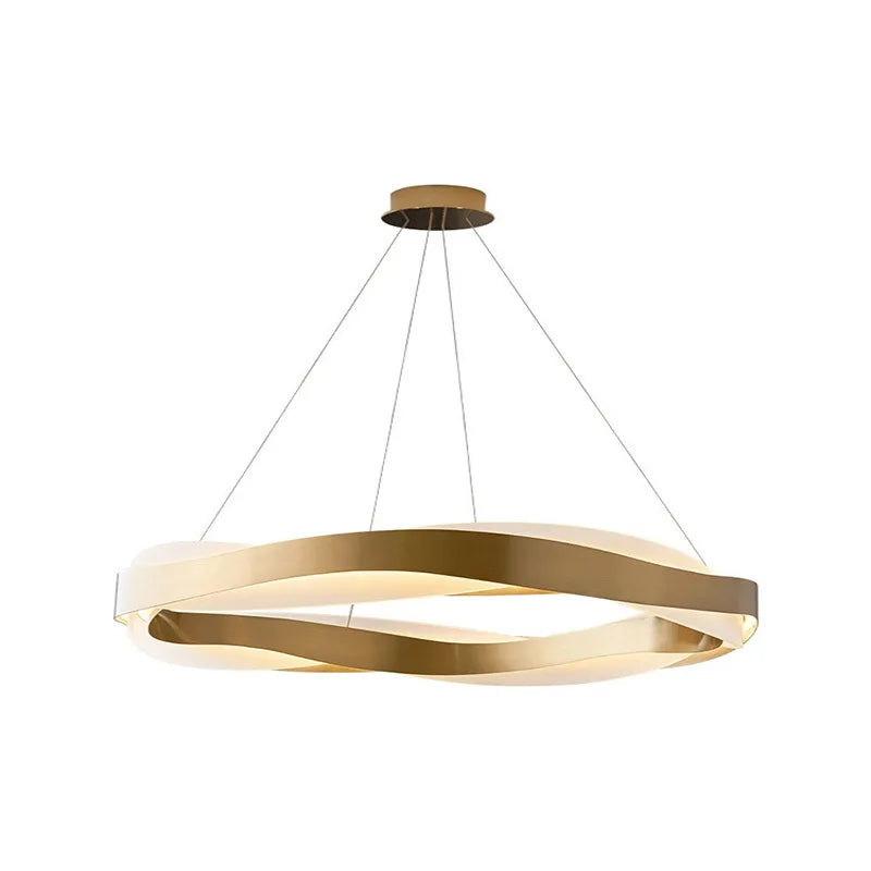 lustre moderne design anneau doré suspension nordique éclairage intérieur - vue 3 sur 11