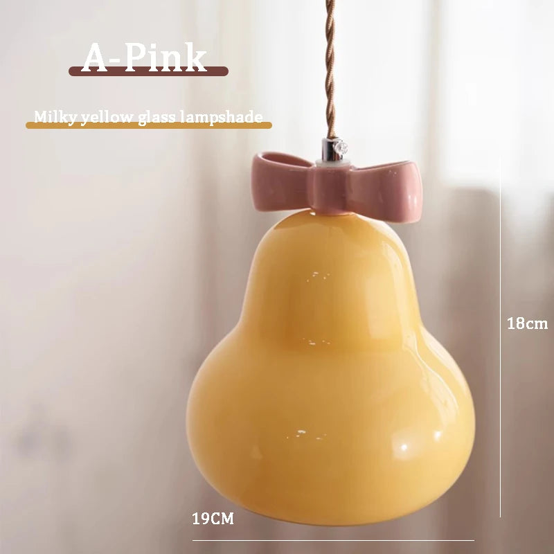 suspension en verre avec nœud rose pour chambre enfant - vue 13 sur 13
