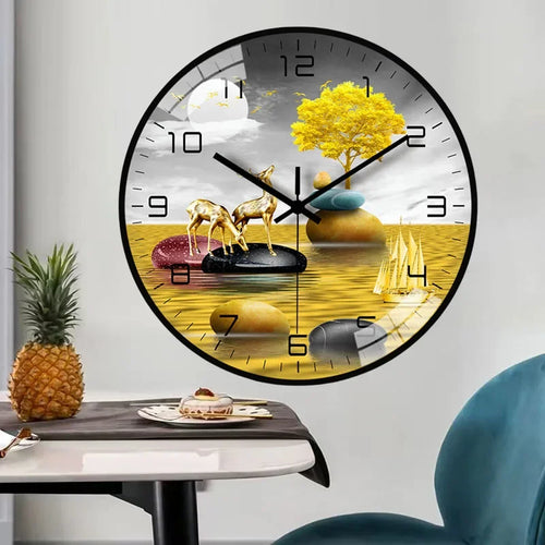 horloge murale en verre design moderne style chinois créatif et muet - vue 5 sur 11