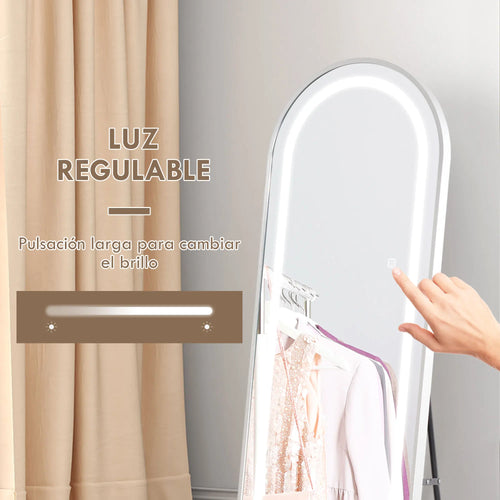 miroir intégral avec éclairage led cadre aluminium moderne - vue 6 sur 7