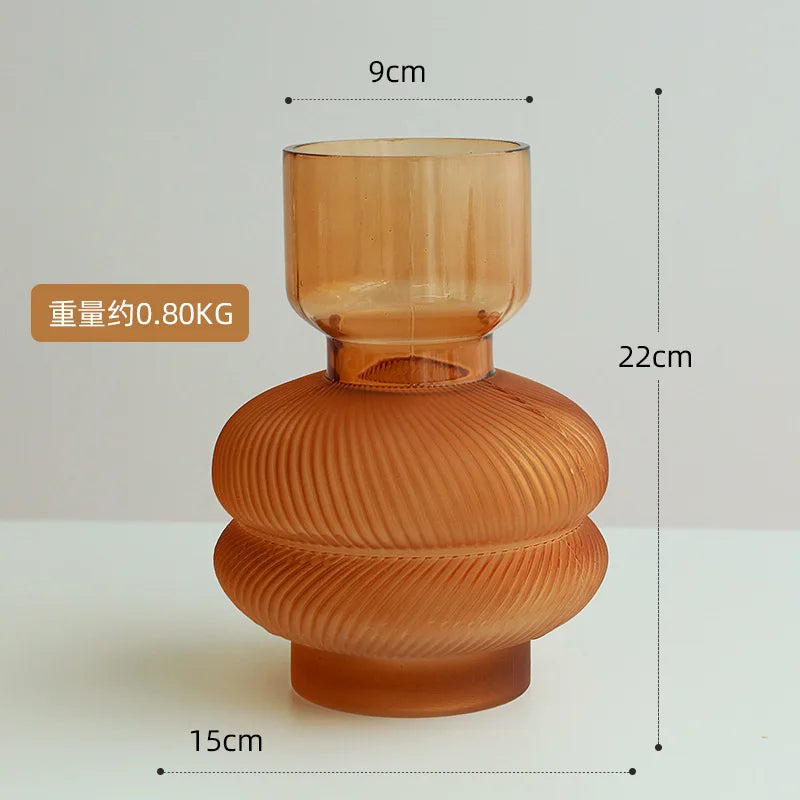 vase en verre dépoli à rayures pour décoration florale et hydroponique - vue 12 sur 12