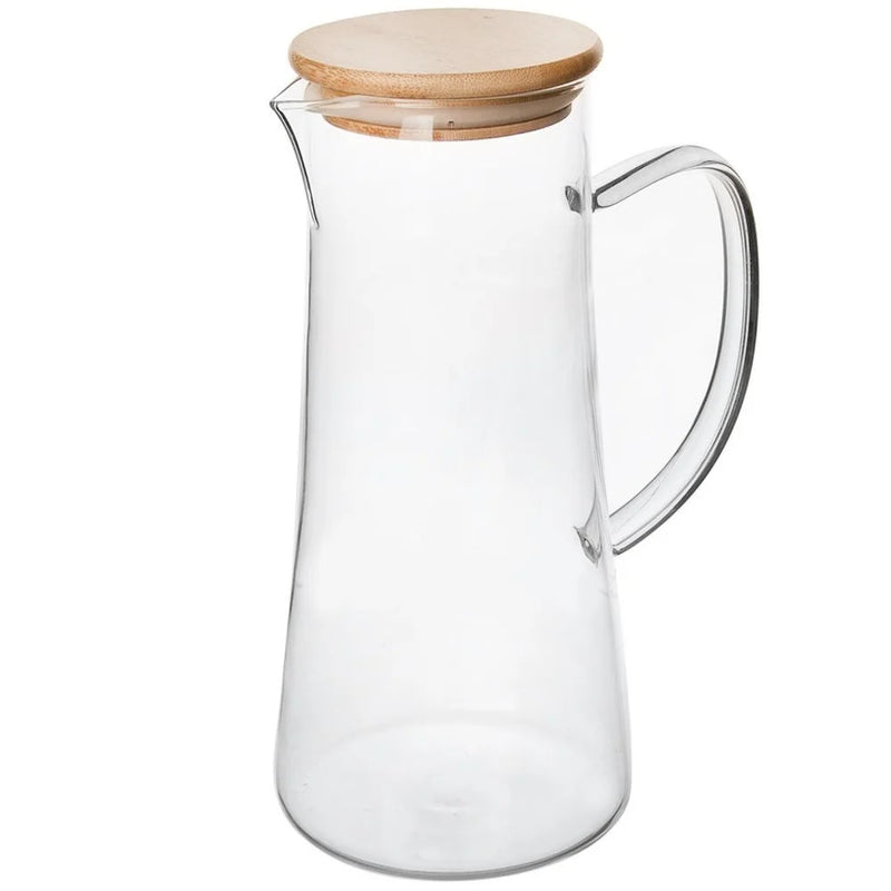 Carafe verre poignée couvercle bambou 135 cl