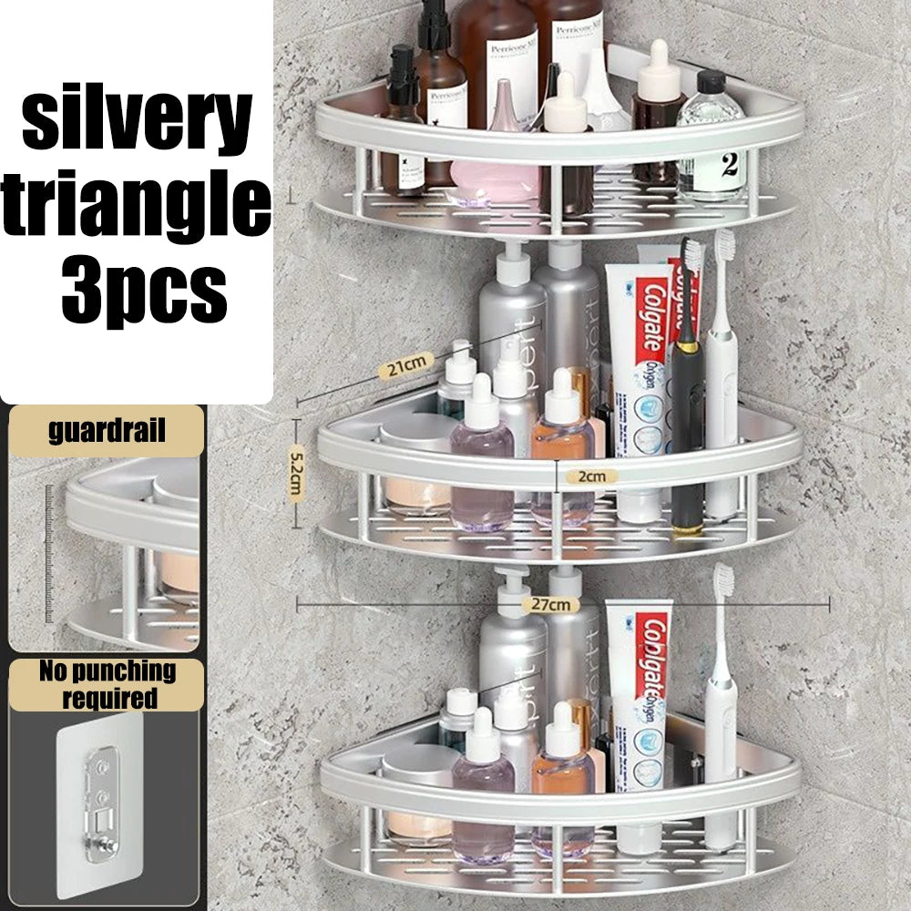 étagère d'angle murale sans perçage pour douche et serviettes - vue 11 sur 18