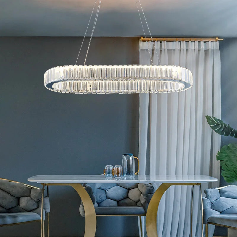 Suspension ovale en cristal de luxe - vue 7 sur 14