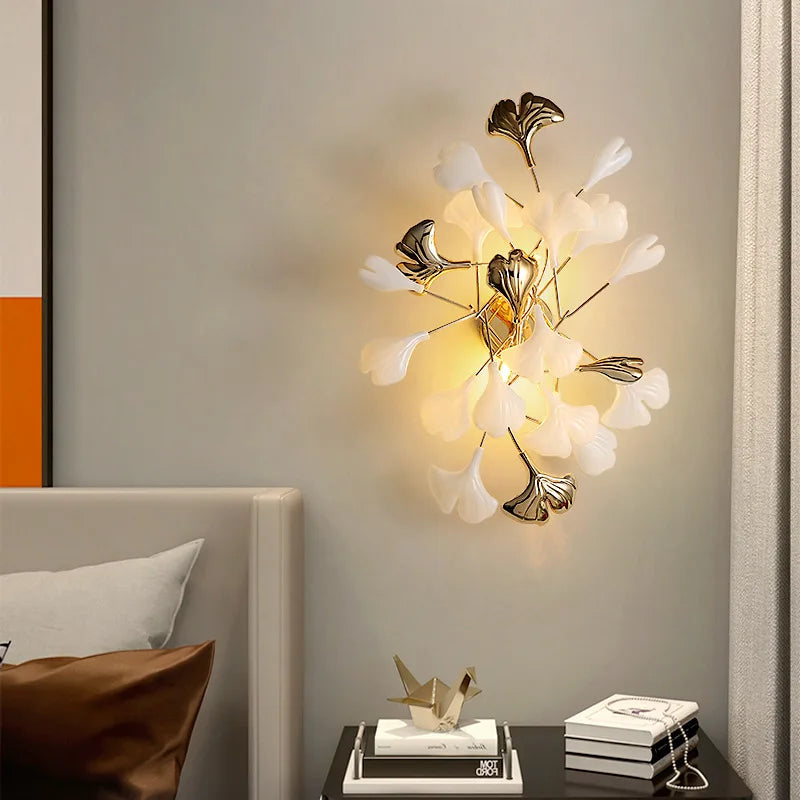 Applique murale led en céramique à fleurs romantiques pour hôtel