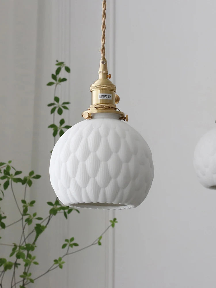 suspension japonaise en céramique artisanale pour éclairage décoratif - vue 4 sur 8