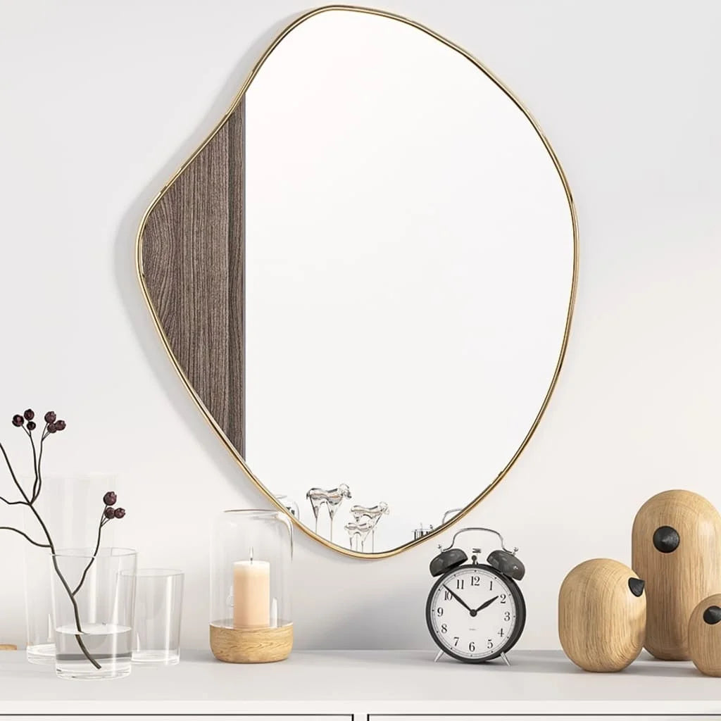 miroir mural élégant en finition dorée design contemporain - vue 7 sur 7