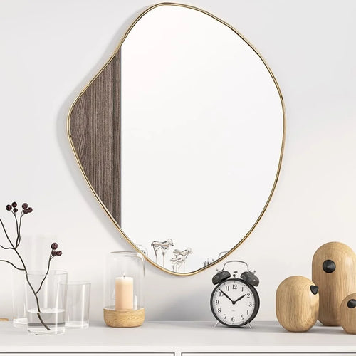 miroir mural élégant en finition dorée design contemporain - vue 7 sur 7