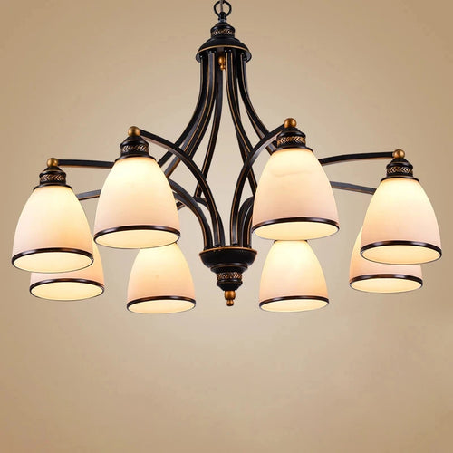 lustre vintage en fer et bronze style loft avec abat jour en verre - vue 3 sur 14