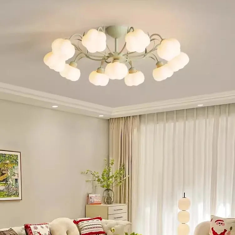 plafonnier moderne à LED avec couverture en coton décorative - vue 2 sur 12
