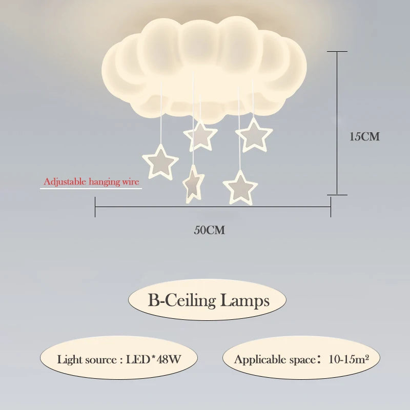 lustre moderne nuages romantique pour chambre enfant décoration intérieur - vue 10 sur 12