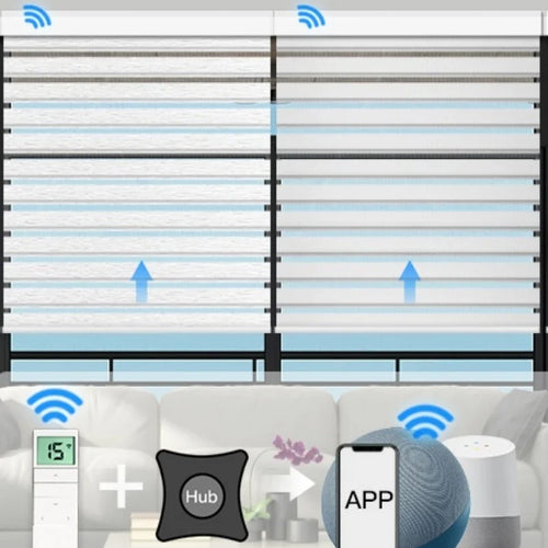 Store enrouleur zébré motorisé connecté wifi jour nuit