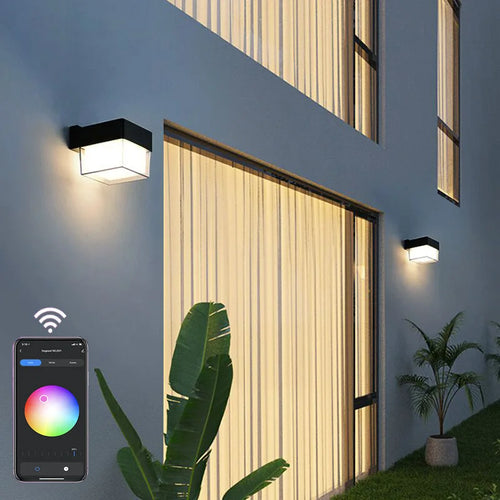applique murale led extérieure wi-fi étanche double abat-jour aluminium acrylique