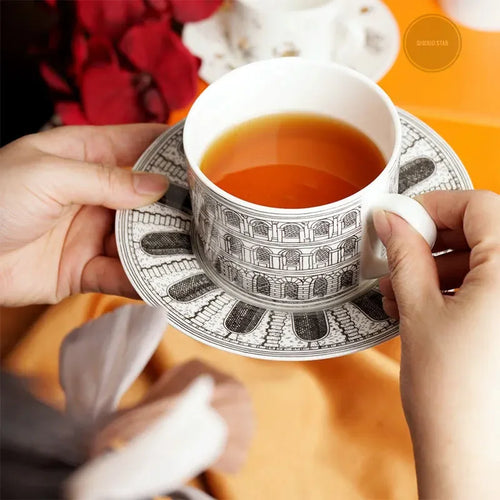 Tasse ceramique motif animal style europeen porcelaine doree