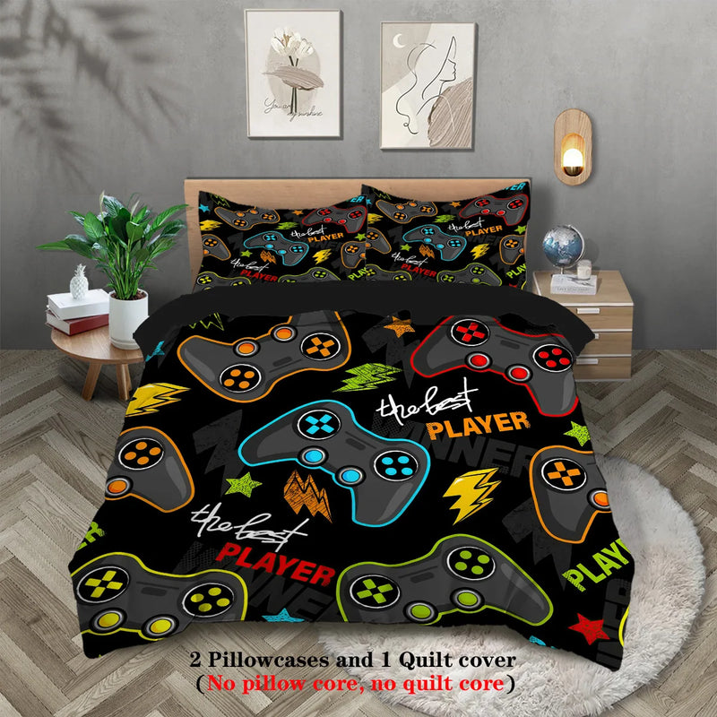 ensemble de literie manette de jeu 3 pièces pour adolescents et adultes