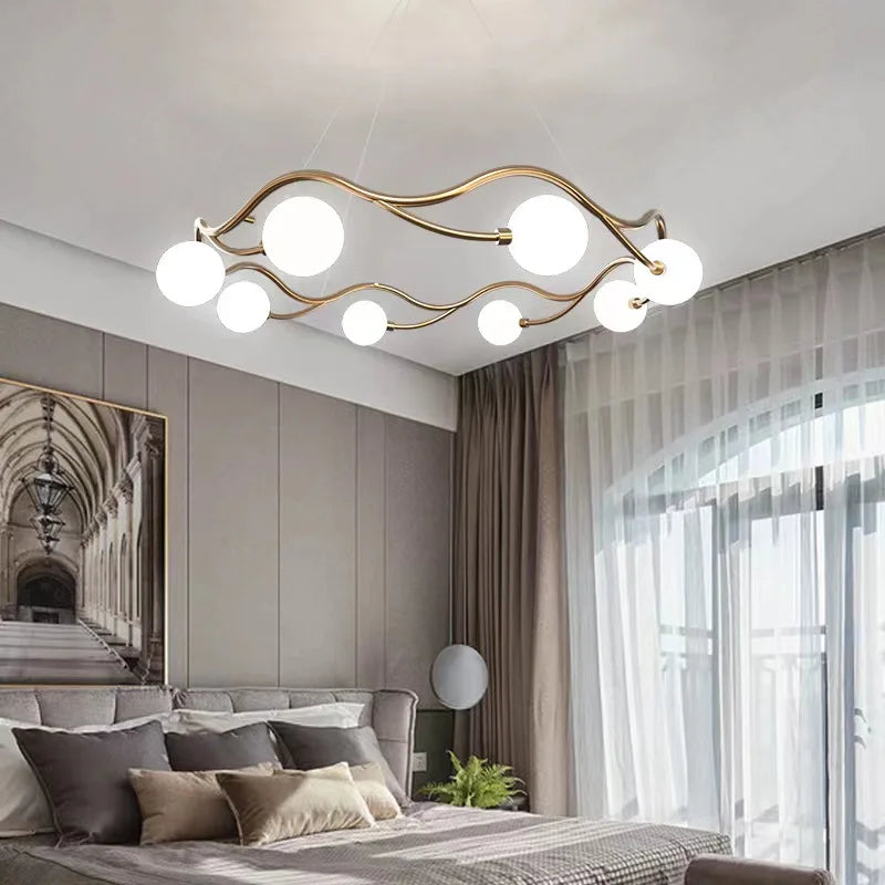 Luxe Or LED Lustre Maison Enfants Salon Salle à manger Chambre Restaurant Suspension Intérieur Lampes Décoratives - vue 5 sur 8