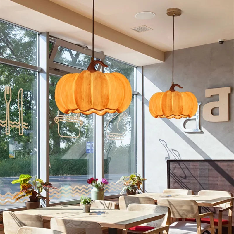 Designer Restaurant Island LED Chandelier Retro Resin Pumpkin Lamp Bedroom Wabi Sabi Pendant Lamps Home Decoration Light Fixture - vue 3 sur 18
