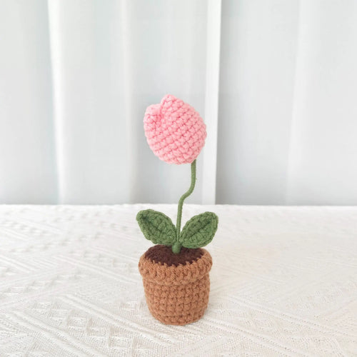 plante en pot tricotée à la main pour cadeau décoratif de saint valentin - vue 10 sur 19