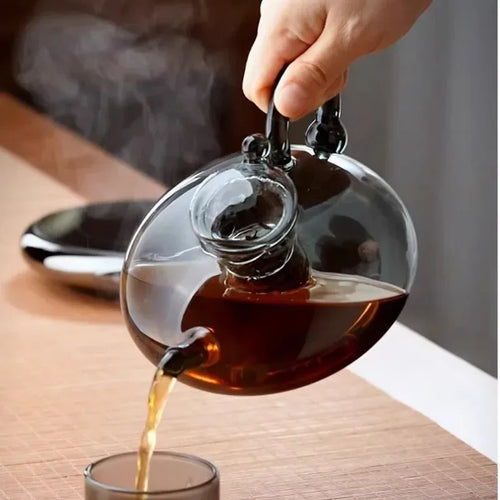 Théière verre résistante chaleur avec filtre infuseur
