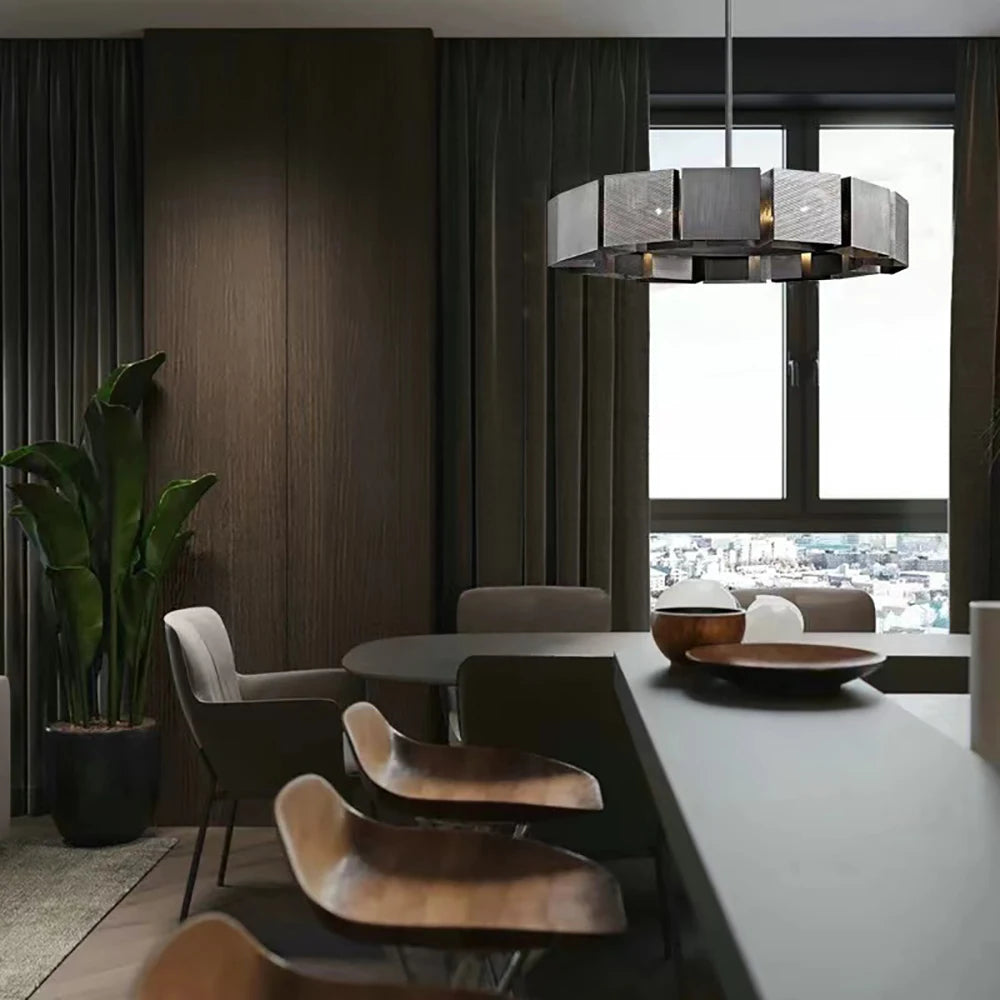 Lustres de plafond en métal noir de Style industriel nouvelle lampe suspendue LED postmoderne pour plafond décor à la maison Lustre pour salon - vue 6 sur 9