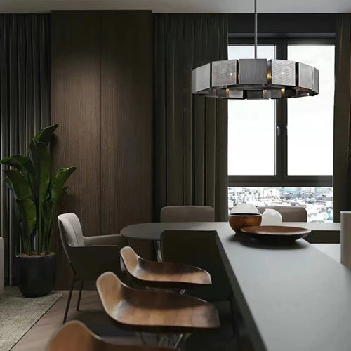 Lustres de plafond en métal noir de Style industriel nouvelle lampe suspendue LED postmoderne pour plafond décor à la maison Lustre pour salon - vue 6 sur 9