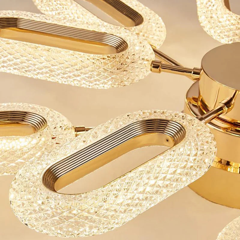 SANDYHA Post-moderne LED Lustre En Cristal Fleur Plafond Salon Salle À Manger Villa Étude Balcon Couloir Décoration De La Maison Lampes - vue 6 sur 10