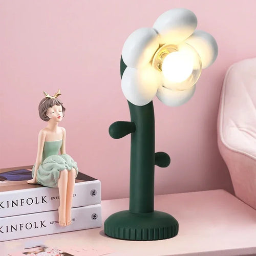 lampe à poser en résine fleurs roses décoratives pour intérieur - vue 4 sur 7