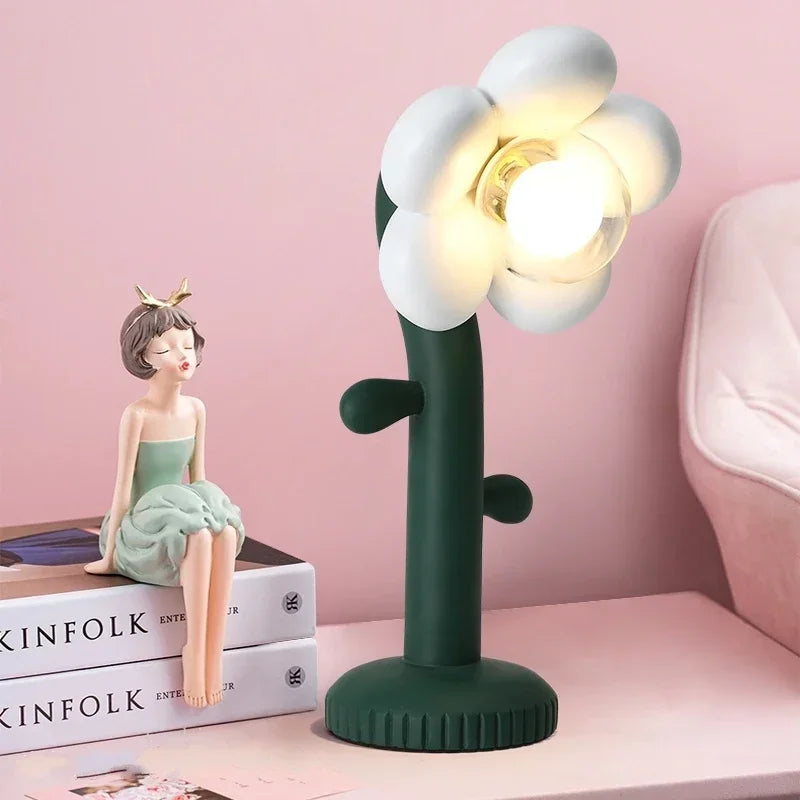 lampe à poser en résine fleurs roses décoratives pour intérieur - vue 3 sur 7
