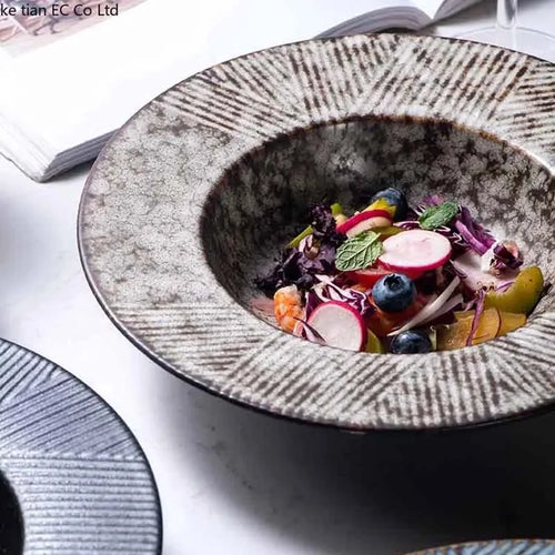 Assiette creuse ceramique style chapeau paille japonais kawaii