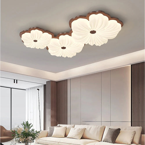 plafonnier moderne à fleurs en bois pour décoration intérieure
