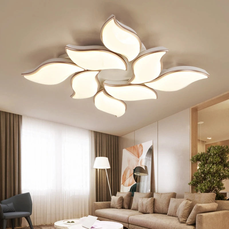 lustre décoratif moderne avec télécommande et motif floral - vue 3 sur 6