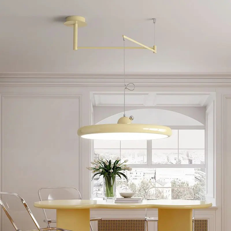 Suspension pliantes rétractables nordiques laiteux jaune argent suspension Restaurant Table à manger bureau lustre lampe 220V - vue 5 sur 10