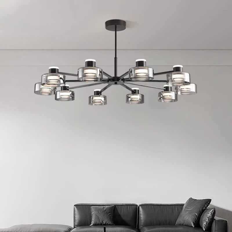 Modern new LED Italian full copper living room chandelier designer home dining room, kitchen bar lamp bedroom glass chandelier - vue 3 sur 11