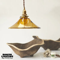 suspension vintage en verre avec base en laiton et interrupteur