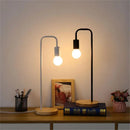 Lampe de Table nordique noir blanc Loft lampe de bureau Vintage en bois E27 ampoule lampes de Table en métal fer luminaires