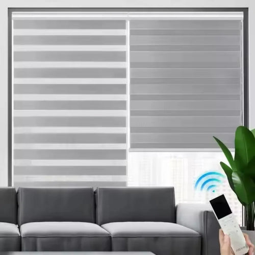 Store zébré électrique double couche occultant télécommande maison