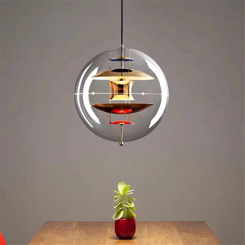 suspension boule chrome acrylique esthétique bar cafe - vue 2 sur 9