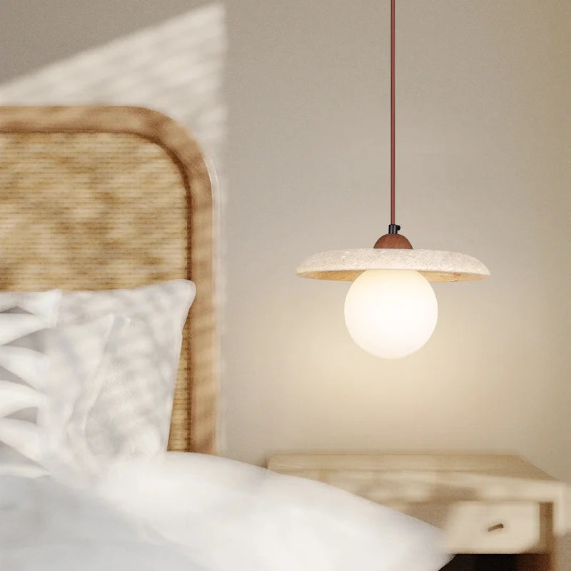 lustre led vintage avec suspension en pierre naturelle - vue 2 sur 6