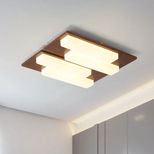 plafonniers led modernes en bois véritable 4/6/9 têtes luminaire intérieur