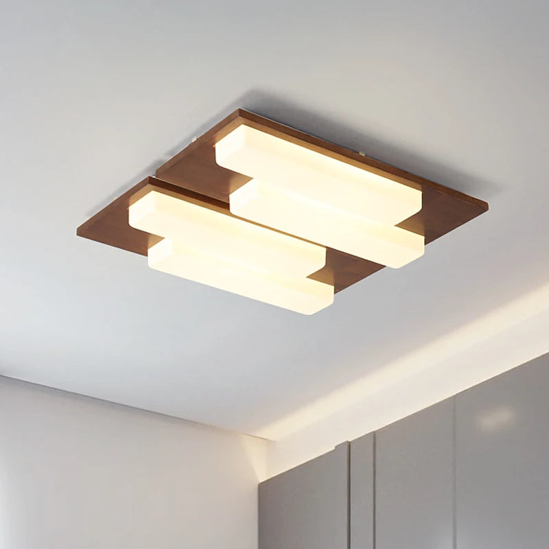 plafonniers led modernes en bois véritable 4/6/9 têtes luminaire intérieur - vue 5 sur 12