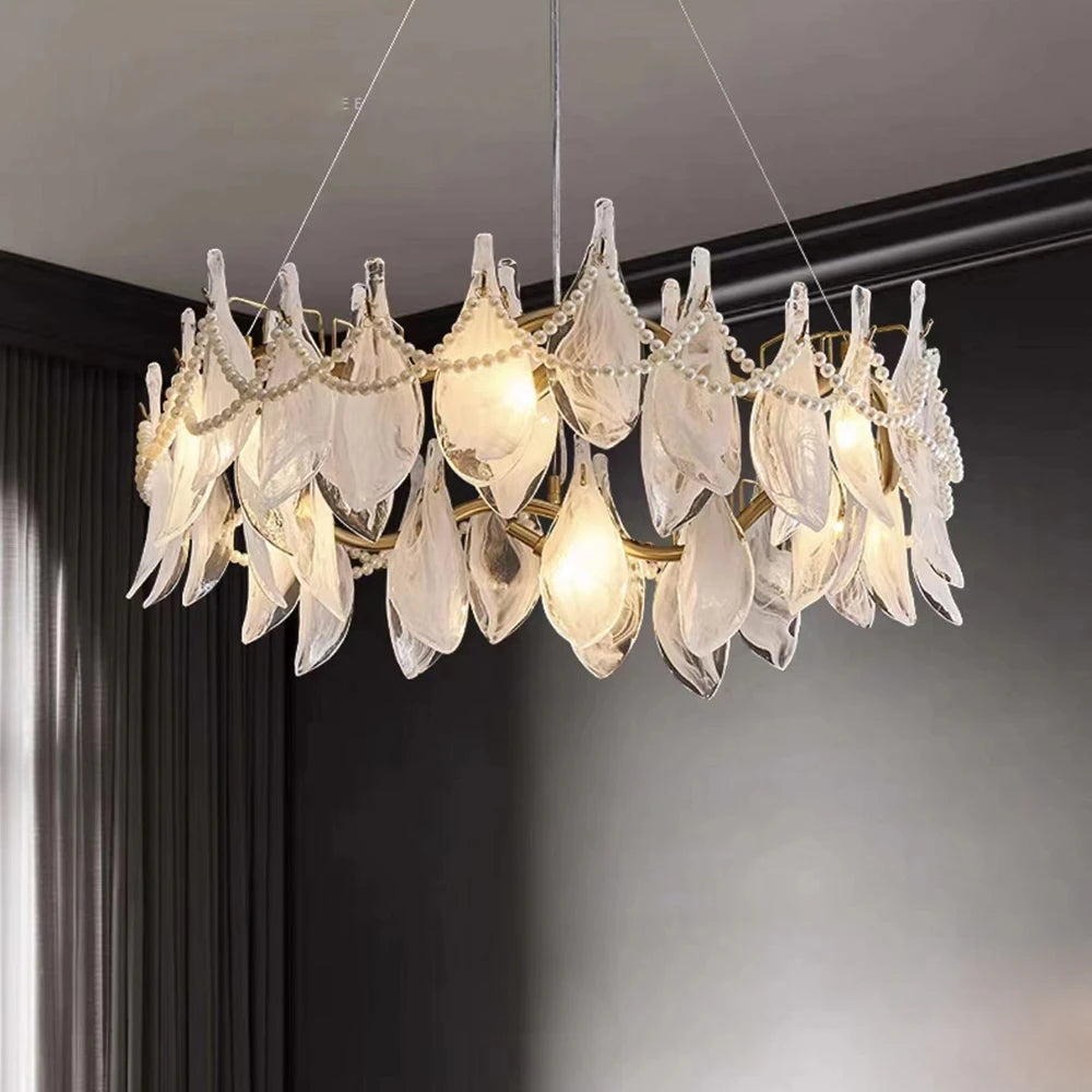 lustre créatif postmoderne en verre dépoli suspendu - vue 3 sur 10