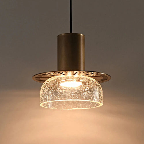 suspension en verre craquelé avec led et cordon réglable - vue 6 sur 12