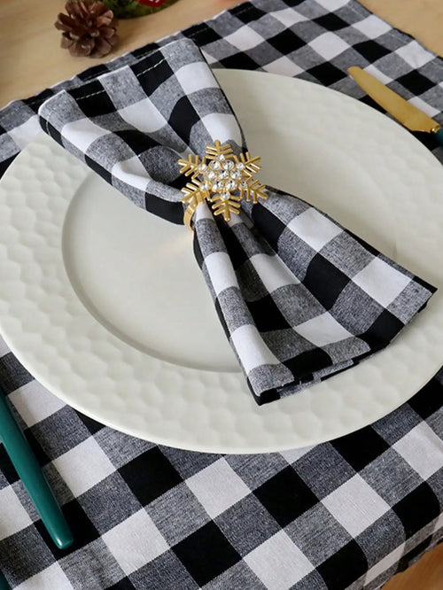 Serviette de table motif carreaux style moderne polyester - vue 5 sur 7